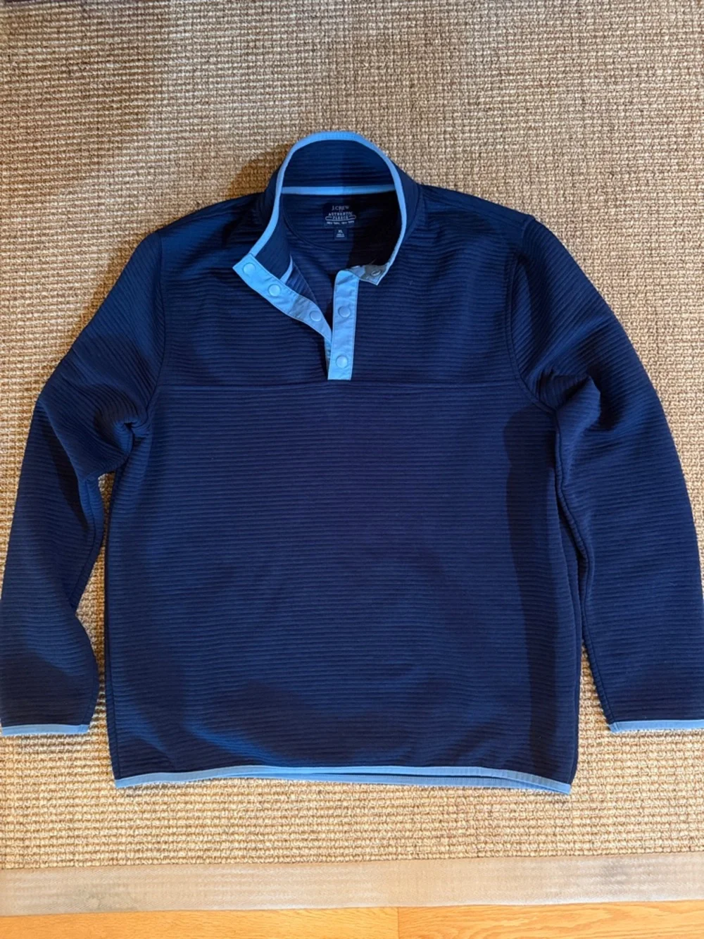 JCrew Navy Blue Pullover with Light Blue Trim XL